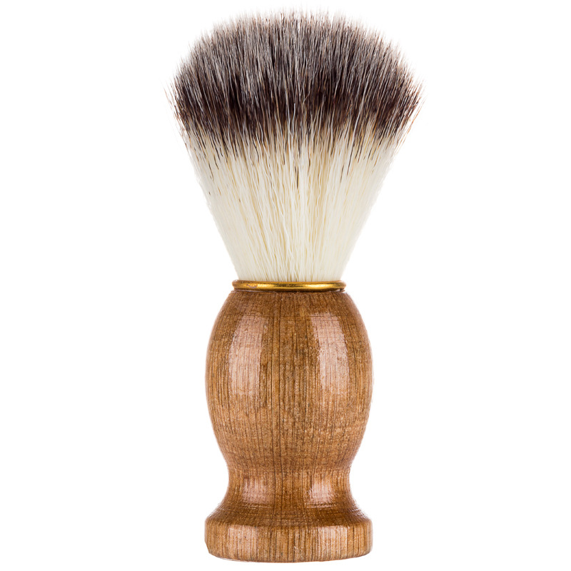 Naturlig grevlinghår barberkost for menn barbersalong menn ansiktsskjeggrengjøringsapparat barberverktøy barberhøvelbørste med trehåndtak: Default Title