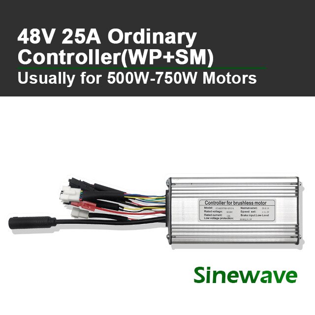 KT Controller 36 48 V 250 350 500 750 1000 1500 W Waterproof Brushless Electric Bicycle Controller for E Bike Conversion Kit: 25A WP SM Sinewave