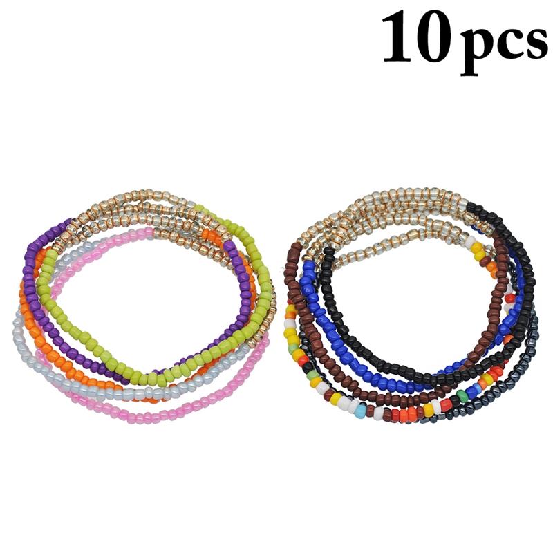 10 Teile/satz Böhmischen Stil Perlen Armbänder Ethnische Elastische mehrschichtig Armbinde Charme Armbinde Schmuck Zubehör Für Frauen Mädchen