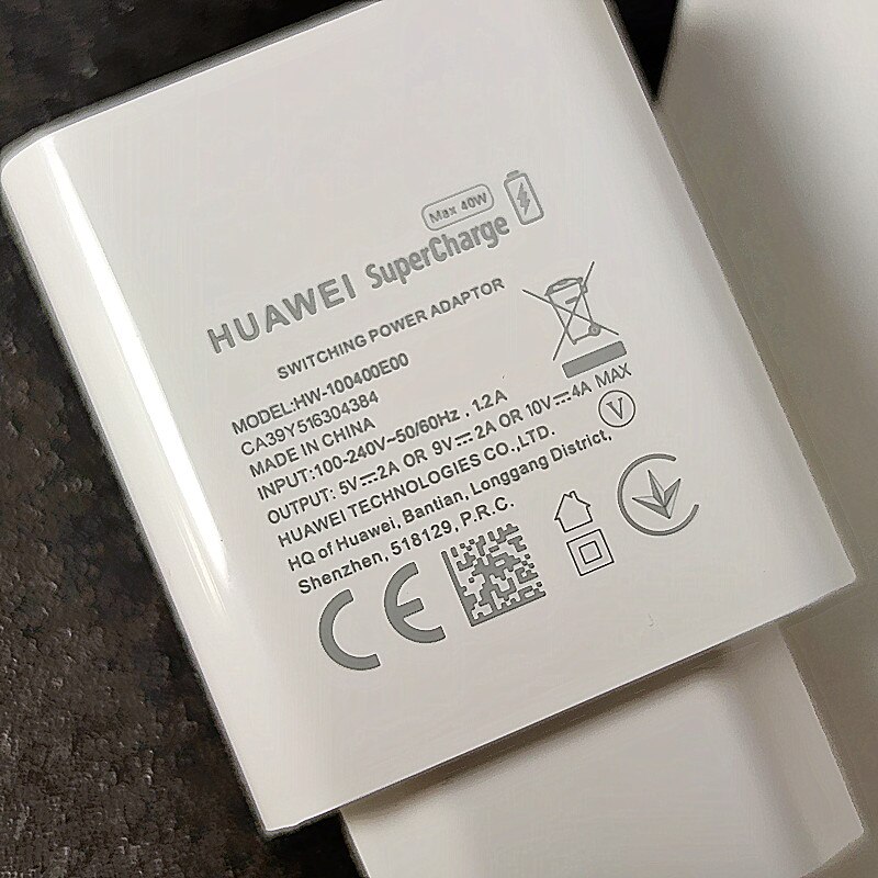 40W charger Original Huawei Super charge EU US 1M 1.5M 2M 5A Type C cable for P40 + PRO P30 P20 Mate 30 x 20 MAX Nova 4 5 5t