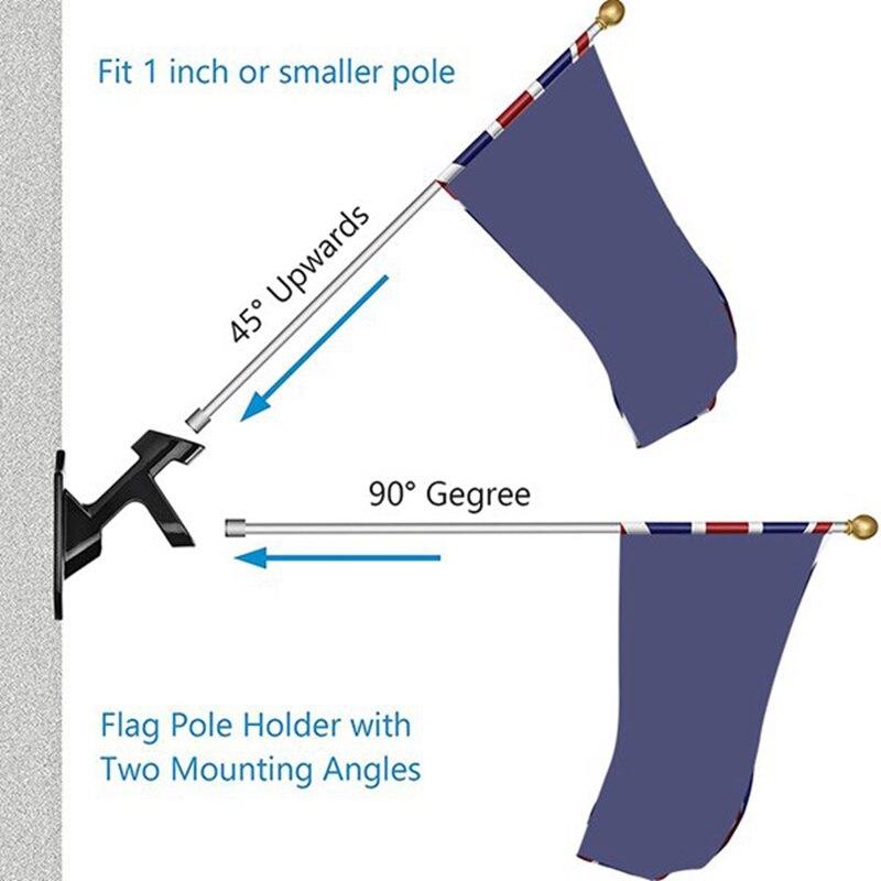 Flag Pole Holder Dual Position Flag Pole Mounting Bracket for House Steel Aluminum Flag Pole Mount Bracket