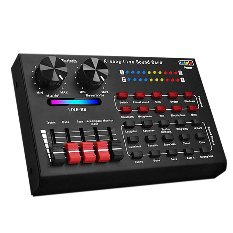 Live  r8 bluetooth sound card, audio interface, usb headset, living room microphone, webcast sound card for phone, computer, pc, singing