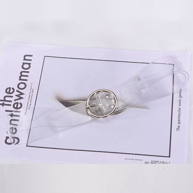 zwei Reihe PVC Klar Gürtel Für Frauen Stift Schnalle Weiblichen Weiß Taille Hosen transparent Gürtel Damen Jeans Tülle gürtel: N330-SilverRound