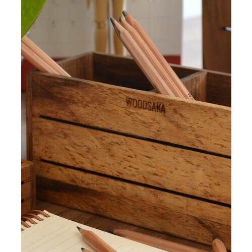 Stand Voor Pennen Woodsaka 3 Lijn Twee Compartiment Penhouder