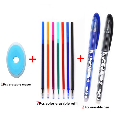 Erasable Pen Set 0.5mm Blue Black Color Ink Writing Gel Pens Washable handle for School Office Stationery Supplies: 10Pcs color-F