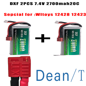 2PCS DXF RC Lipo Batterie 2s 7,4 V 2700mAh 4200mah 20C Max 40C Für Wltoys 12428 feiyue 03 JJRC Q39 upgrade teile: 2PCS 2700mah DeansT