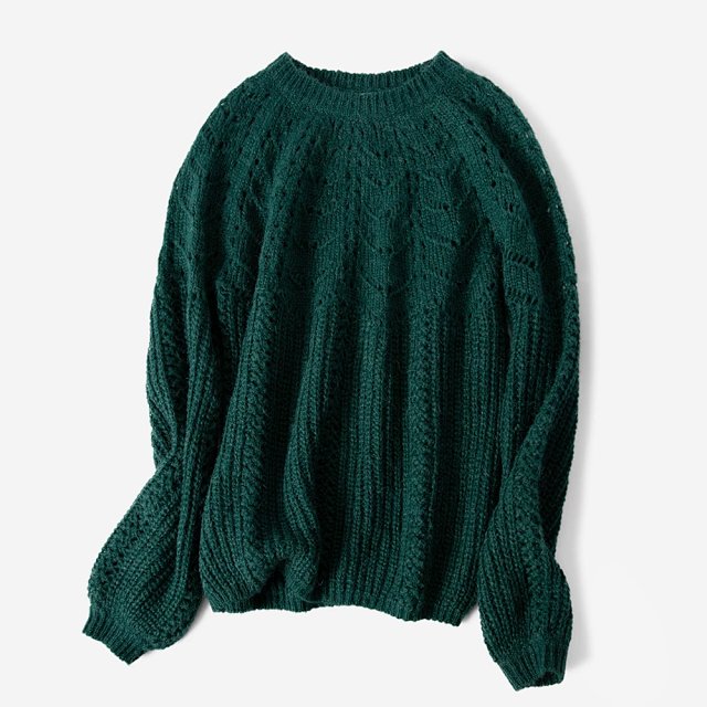 Elfbop Dames Wit/Blauw/Geel/Groen/Bruin Breien Mohair & Wol Hollow Out Trui Trui Top Stijl Jumper: Groen / S