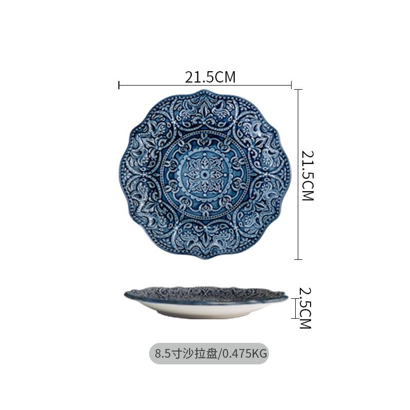 Ensemble complet de vaisselle, vaisselle créative, combinaison ménagère, assiette en céramique, Style Baroque, couverture, assiette en relief, vaisselle: 8.5 inch salad plate
