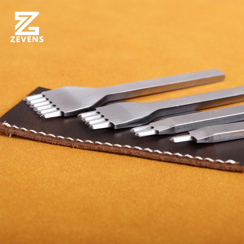 ZEVENS Leather Chisel Hole Punch Stitching Tool Teeth Polished Diamond Pricking Iron Leather Craft tool 3/4mm 1-2-4-6 teet