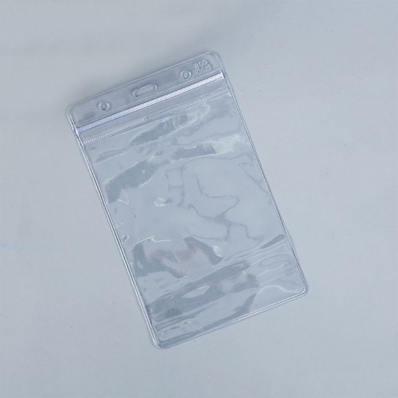 100 PCS Waterproof Clear Plastic Vertical Name Tag Badge ID Card Holders