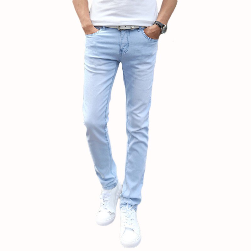 Sunlight mænds casual stretch skinny jeans bukser stramme bukser solide farver: 34
