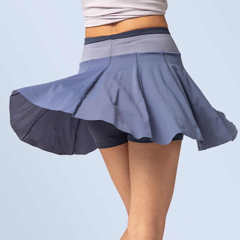 Sommer sports shorts kvinders løs afslappet all-match slid skridsikker dansende a-line kjole nederdel plisseret nederdel: Blå / S