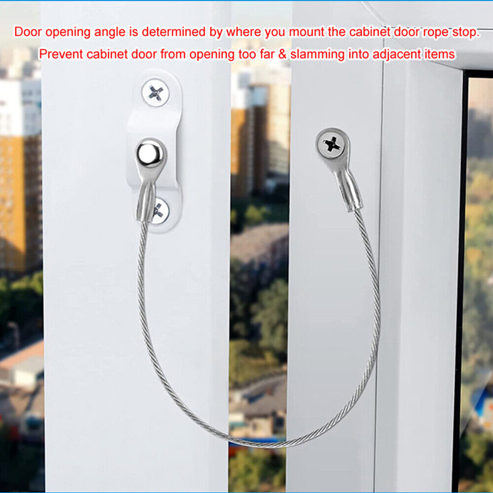 4pcs Door Cabinet Restraint Braided Cable Hinge Stainless Steel Limiter Swing Opening Angle Flexible Braided Limiter Household