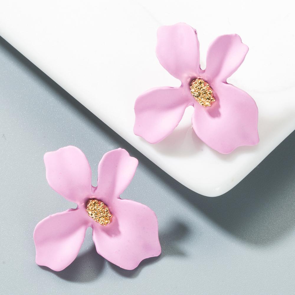 niedlich Schmuck Große Doppel Blume stud Ohrringe Für Frauen Sommer Stil Party Hochzeit Übertrieben schwarz Ohrringe: one pink