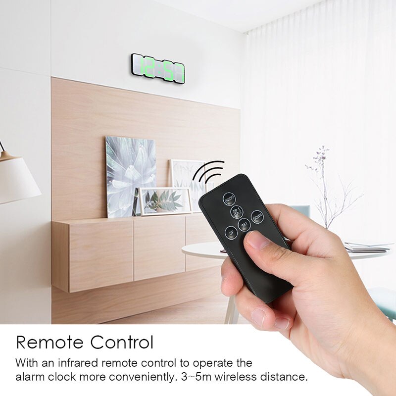 Voice Control 3D LED Digital Wall Clock Remote Con... – Grandado