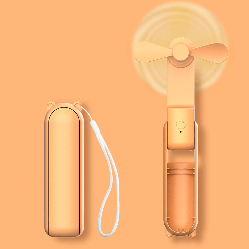 Bærbar vifte med krok, mini håndholdt vifte, unik bærbar personlig håndvifte, usb-oppladbar med kraftig turbovind: Gul