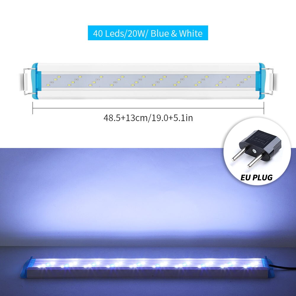 Super Slim LEDs Aquarium Lights Clip-on LED Plants Grow Light Aquatic Freshwater Lamps Waterproof Lamp For Fish Tanks 18-71CM: SZD-L50BW-EU
