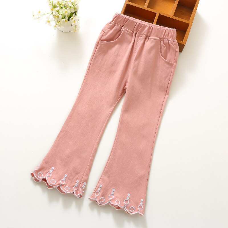 Boot Cut Pants For Toddler Girls Toddler Babys Girls Bell Bottom Wide Leg Stretch Solid Long Trousers Children's Printing Pants: 1394-5 / 4T