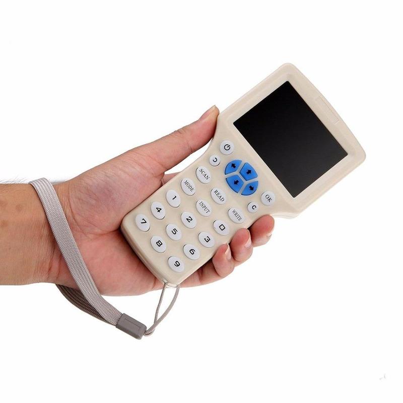 Lector de fotocopiadora de tarjetas RFID, duplicador escritor inglés, programador de frecuencia 10, ID de tarjetas IC + 5 uds. De tarjetas de identificación y llavero + 5 uds. De tarjetas UID