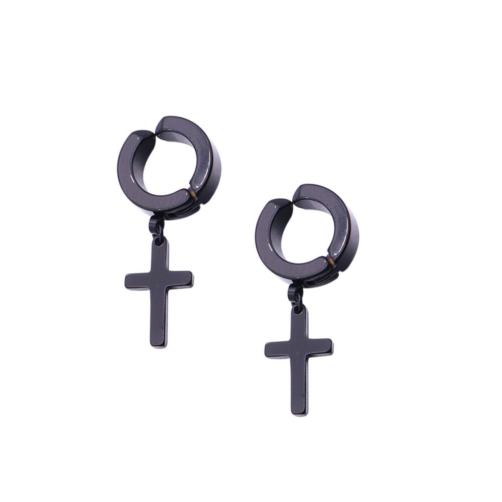 Ear Cuff Clip On Earrings Without Piercing Unisex Earring Cuff No Pierced No Hole Earings Jewelry (Black Cross)