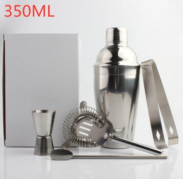 Stainless Steel 5 Pcs Set Cocktail Shaker Mixer Drink Bartender Browser Kit Bars Set Tools With Wine Rack Stand 350ml Barwares: Default Title