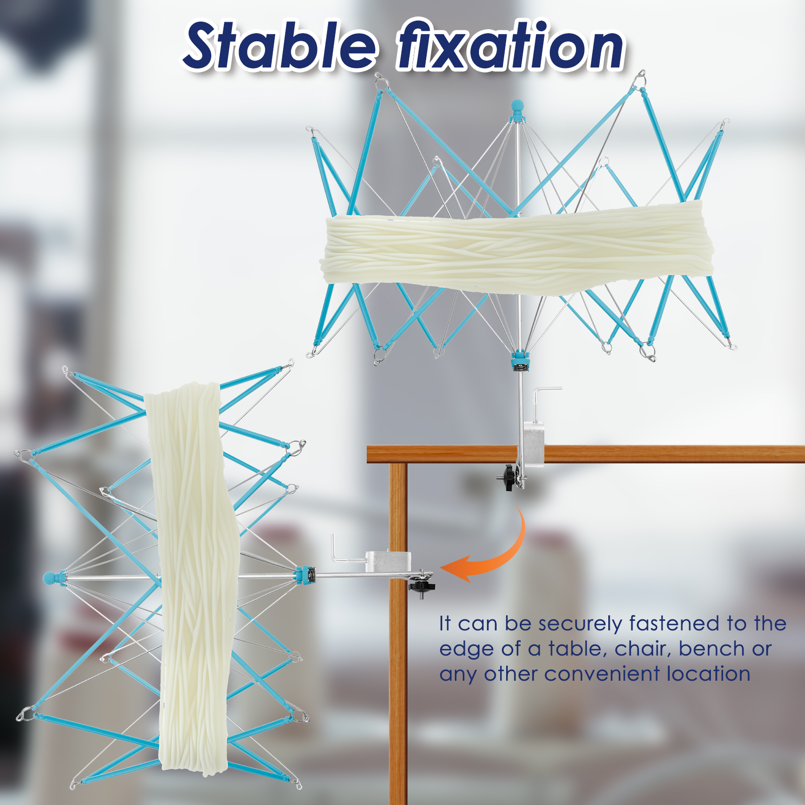 Umbrella Yarn Swift with Table Clamp Portable Yarn Swift Winder Essential Crochet Tools Easy Setup and Low Noise for Skeins