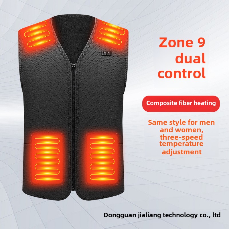 Verwarmd vest USB 9-zone verwarmd mouwloos jack Buitenverwarming Constante temperatuur Verwarming Verwarmd vest voor mannen en vrouwen M-4XL: L / zwart