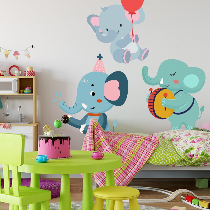Conisi Sweet Cartoon Cute Elephant Wall Decal Baby Elephant Wall Sticker Vinyl for Children Baby Kids Bedroom Nursery Decor