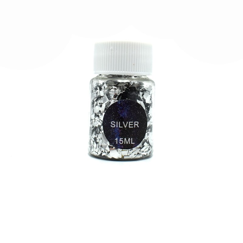 15ml 14 colores piezas rotas de azúcar Material de desechos parpadeantes epoxi uv resina molde hacer joyería relleno para joyería DIY: silver