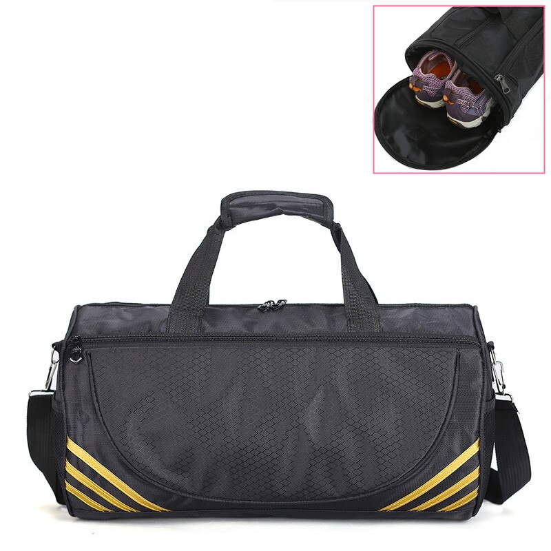Billig sport gymväska kvinnor män fitness för yoga nylon sport resor träning ultralätt duffle skor liten sac de sport bag: Guld-l skor
