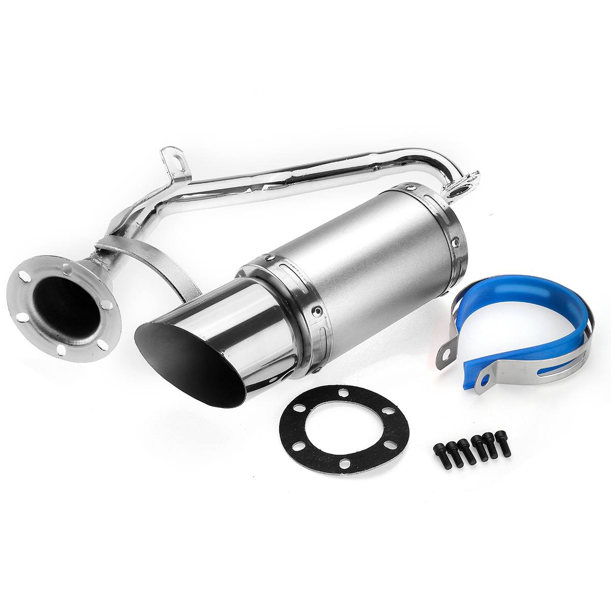 50mm/2in GY6 Performance Motorcycle Exhaust silencer Stainless Steel Short Carbon Fiber For 4 Stroke Scooter GY6 125cc 150cc: Silver