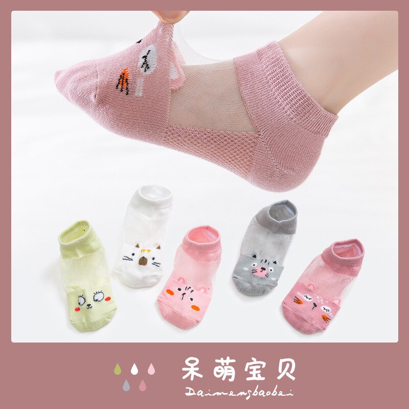 5 Paren/partij Kinderen Katoenen Sokken Mesh Sokken Jongen Meisje Baby Baby Ultradunne Mode Ademend Effen Voor Zomer 0-12T Teens Kids