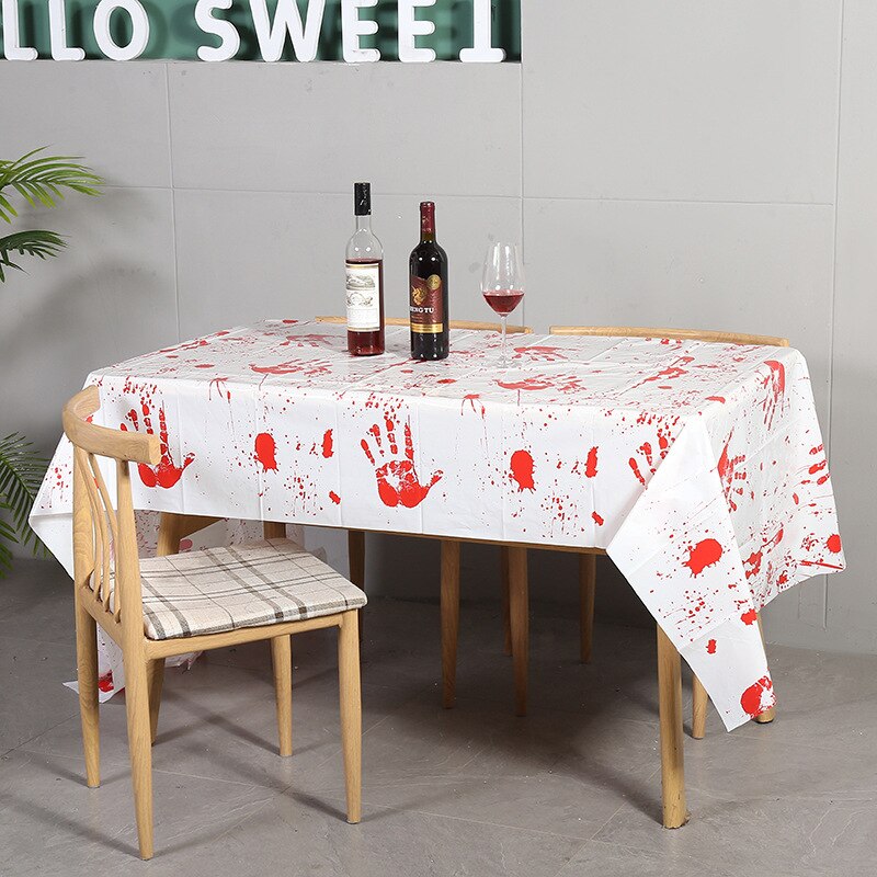 Sales Horror Blood Palm Print Table Cloth Heat-Resistant Not Easy Pleated Halloween Party Accessories Horror Table Cl