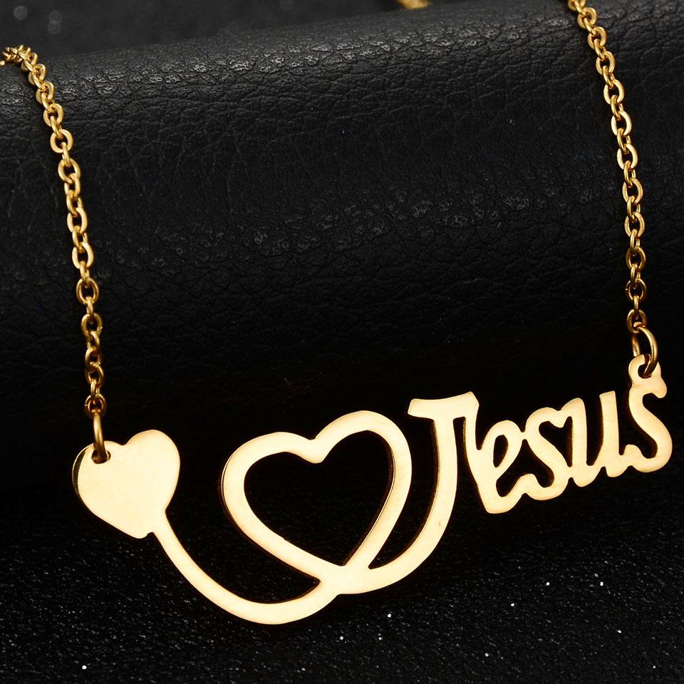 Jezus ketting I love jesus: Golden