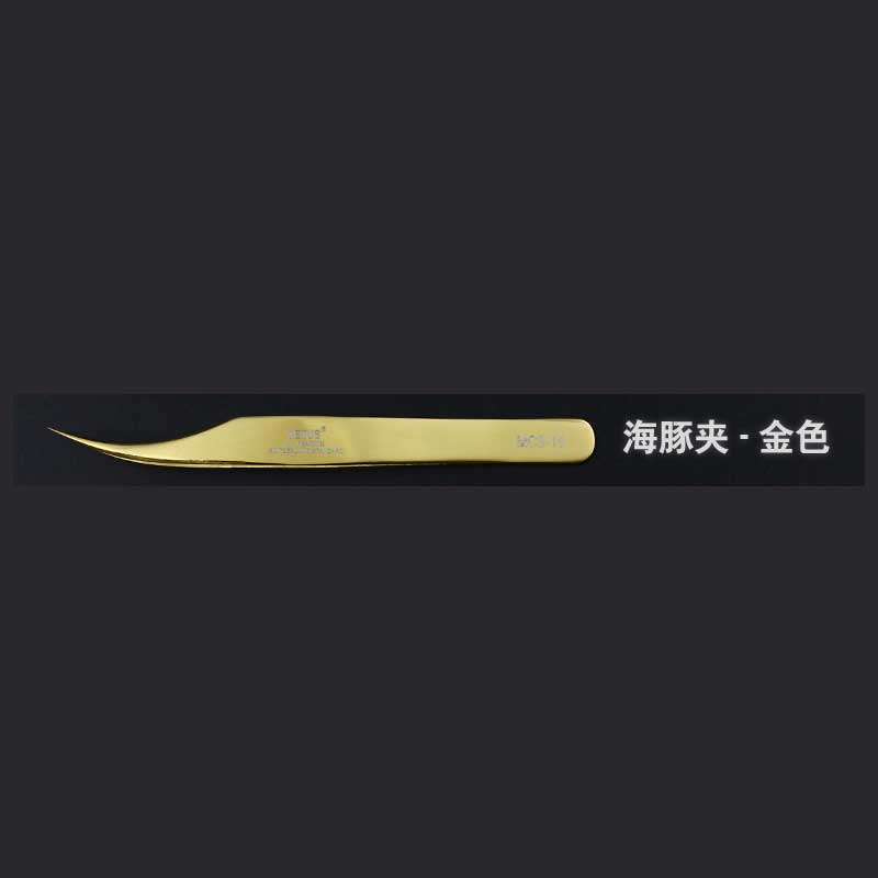Vetus High Precision Eyelash Tweezers Excellent Closure 3D Volume Eyelash Tweezer Colorful Eye Makeup Tools: Mcs18 gold