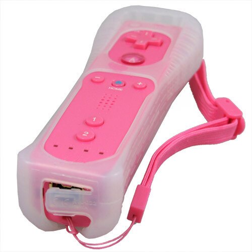 Pink Motion Sensor Remote Controller + Wired Nunchuck Combo for Nintendo Wii Console