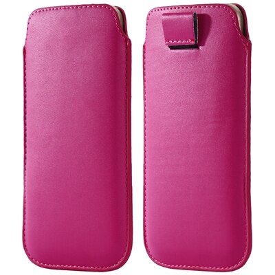 KISSCASE custodia a marsupio universale con linguetta per iPhone 6 7 8 XS X custodia in pelle per Samsung S8 S9 Xiaomi Redmi 5 plus Note 4x: 4 point 7 inch / hot pink