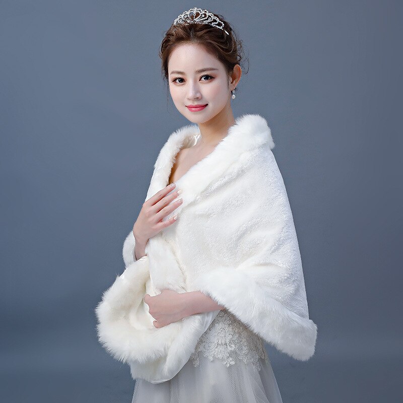 fur shawl wedding dress