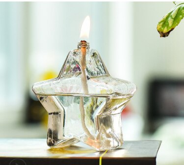 Home Decoration Real Flame Hand Blown Decorative Table Glass Oil Lamp: 9.5 cm x  9 cm