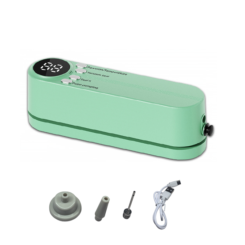 Mini máquina selladora al vacío, rollos de bolsas, sellador de alimentos, sistema compacto de conservación de alimentos con bolsas de vacío y kit de herramientas de inhalación: Blanco