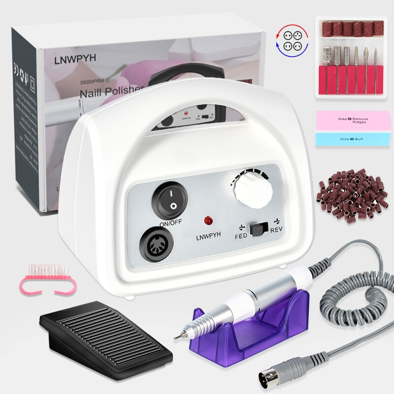 Nail Boor Machine 0-35000Rpm Pro Manicure Machine Apparaat Voor Manicure Pedicure Kit Elektrische Nagelvijl Met Cutter nail Tool: 801 white Box