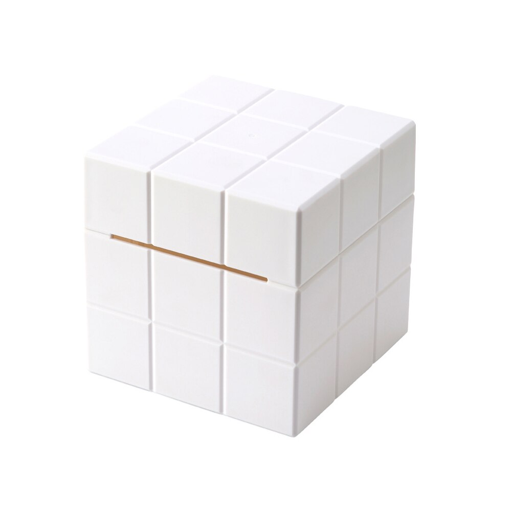 Caja de pañuelos cubo mágico tallado hueco extraíble estable fijo Portable papel higiénico titular caja de almacenamiento de papel tisú: Blanco