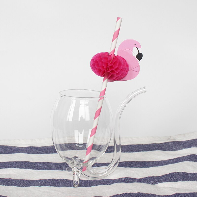 Rietjes Papier Straw 3D Flamingo Jungle Zomer Zwembad Feestartikelen Decor: hot pink