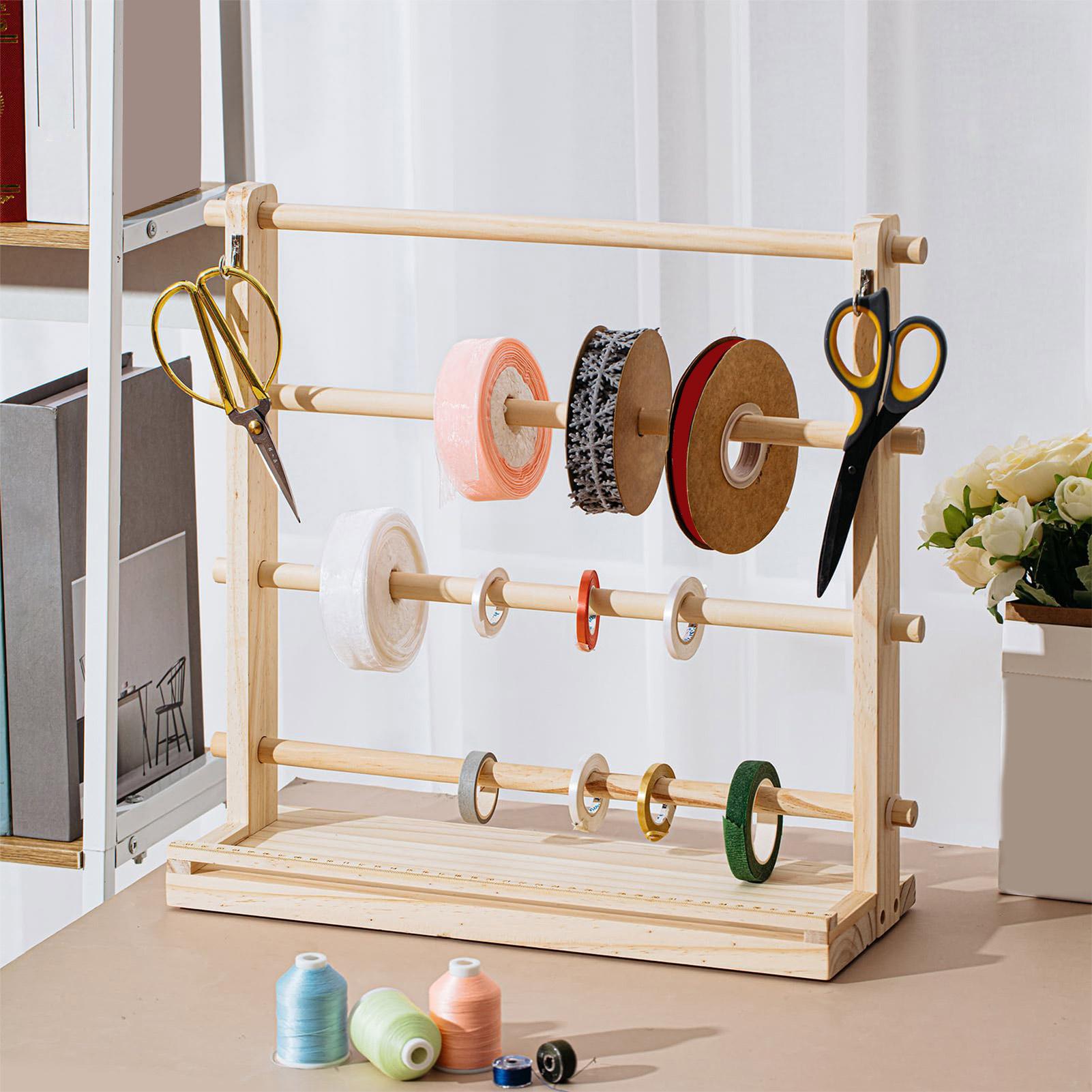 Porta nastro in legno Espositore per nastro in legno a 4 livelli per organizer per supporto per nastro artigianale da cucito per torte da sala artigianale