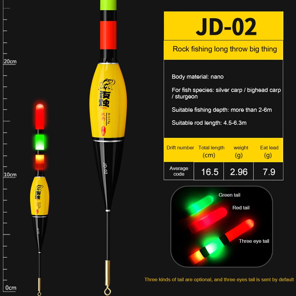 Carp Rock Fishing Float Electric Night Electronic Long Casting Bobber for Outdoor Fishing Rod Floats Accessories: JD-02