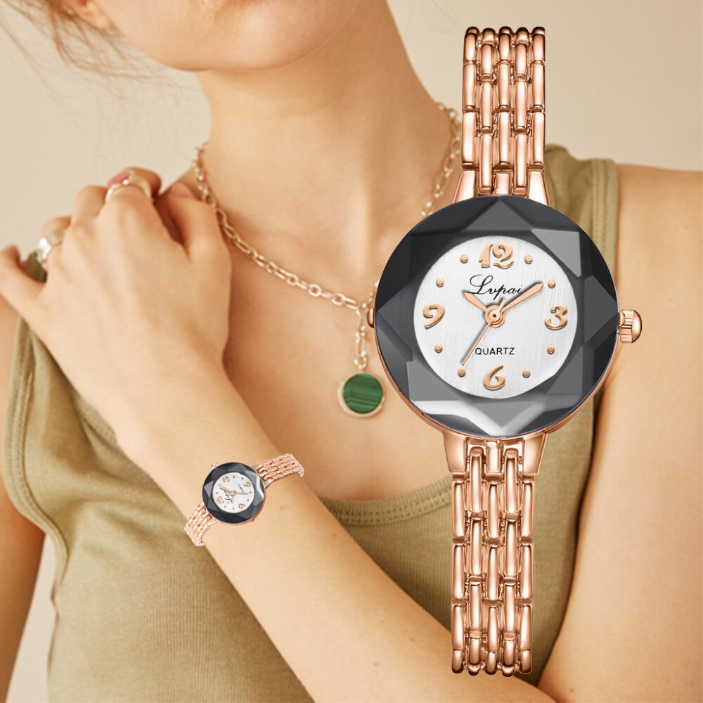 Vrouwen Armband Horloge Reloj Mujer Alloy Strap Dames Pols Horloges Quartz Klok Horloges Voor Meisjes Gouden Horloge Zegarek Damski # een