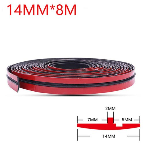14mm/19mm bilgummi tätningslister auto tätningsskydd klistermärke fönsterkant bil vindruta tak gummitätning: 14mm 8m
