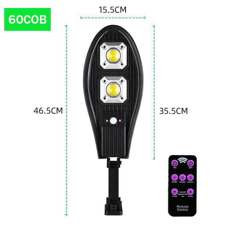 8000W 504LED Solar LED Street Light Waterproof PIR Motion Sensor Smart Remote Control Lamp Outdoor Garden Security Wall Light: 60COB
