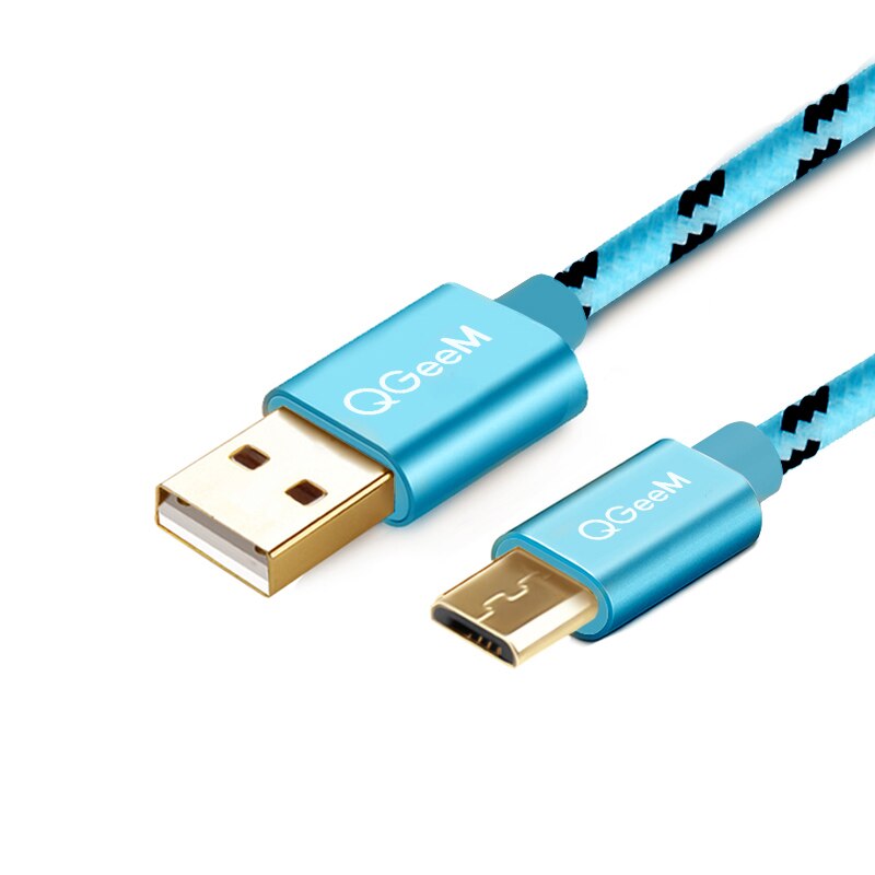 QGeeM Micro USB Cable USB Data Cable for Samsung Xiaomi hua wei Tablet Android USB Charging Cord 1m 2m Micro usb: blue / 1m