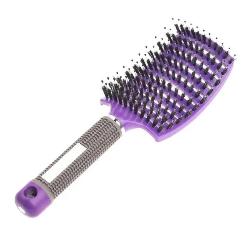 Cepillo para el cabello, cepillo para desenredar, cerdas y nailon, pelo rizado húmedo para mujer, peine para masaje del cuero cabelludo, herramientas de estilismo para salón de peluquería: Verde